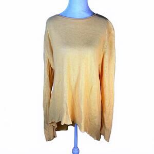 Eileen Fisher Organic Linen sweater apricot Lagenlook eco granola roll hem XL